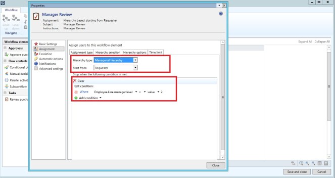 stopping condition screen